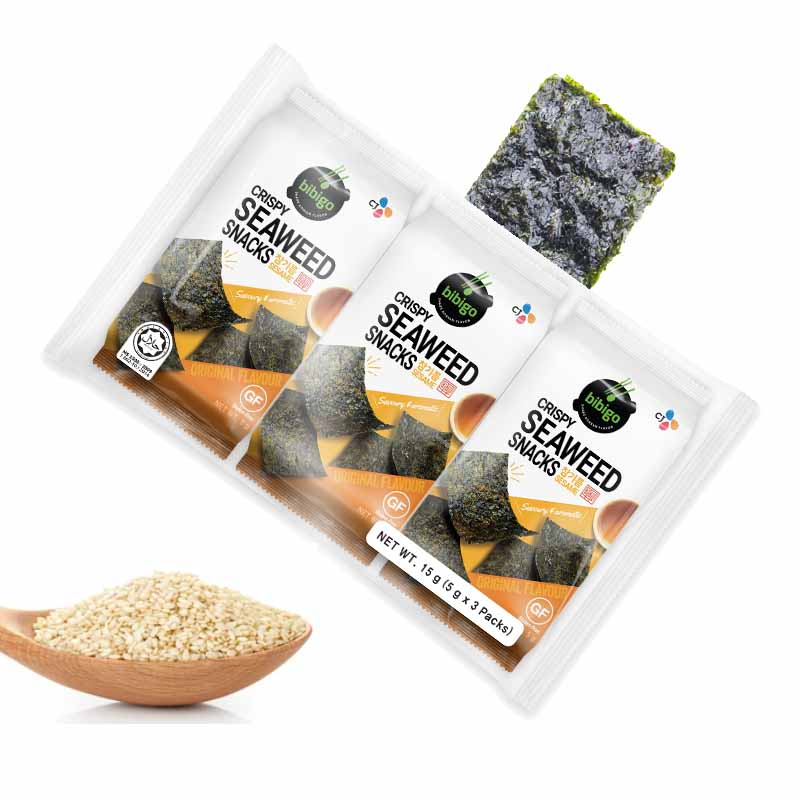 Algas Nori Crujientes Snack | sabor Sésamo| 5g*3