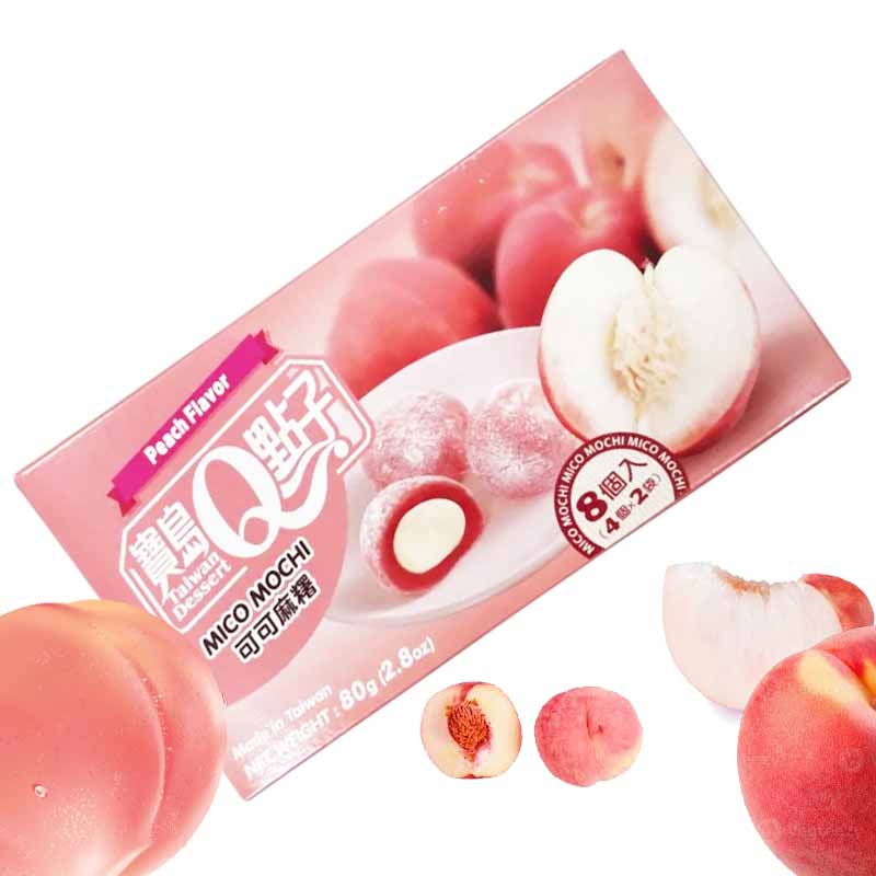 Mochis de Melocotón con relleno de chocolate blanco 80grs