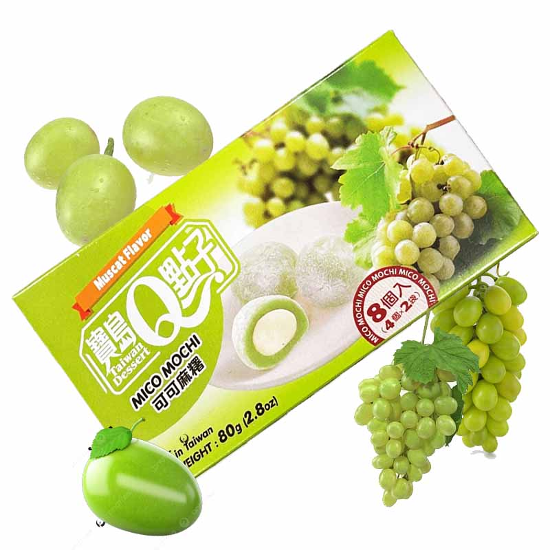 Mochis de Uva Verde con relleno de chocolate blanco 80grs