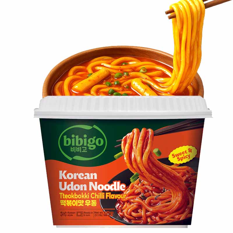 Fideos Udon Coreanos - Sabor Tteokbokki Picante | Bibigo 180grs