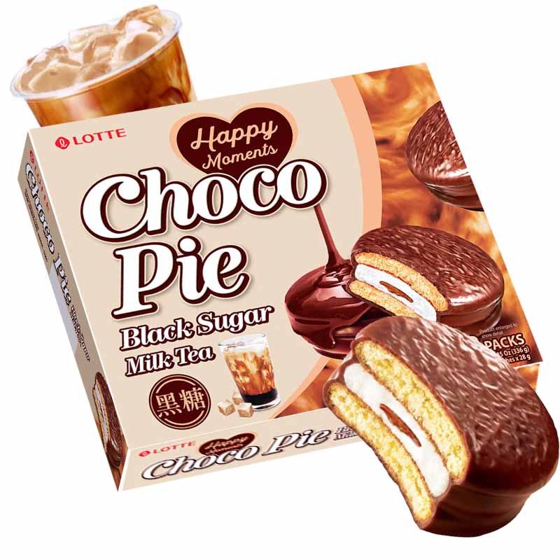 Galleta Coreana Chocolate Té de leche con azúcar negro | 336g 12P