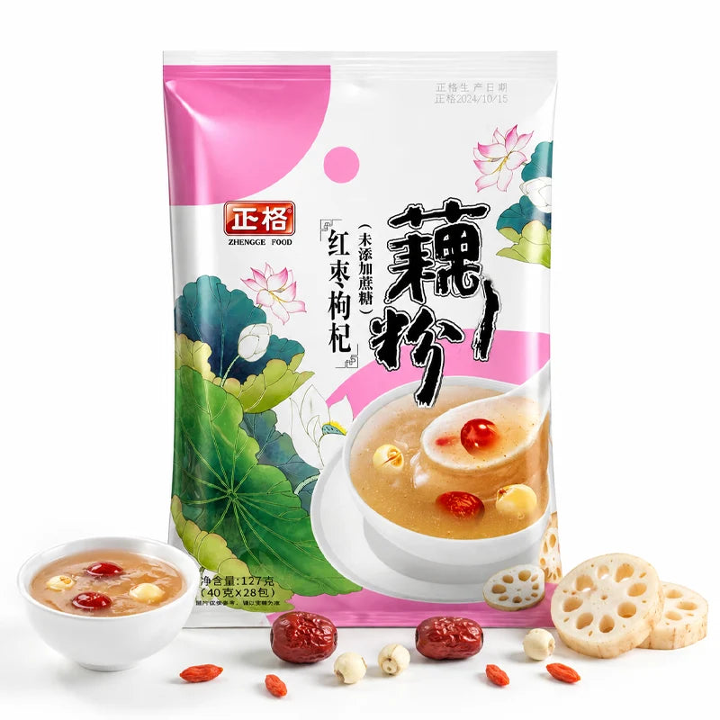 Sopa Instantánea de Raíz de Loto, Dátiles Rojos y Bayas de Goji ｜40x28grs