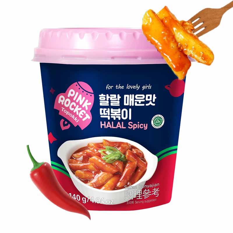 Tteokbokki Coreano instantáneo 140grs | Halal Picante | Pink Rocket