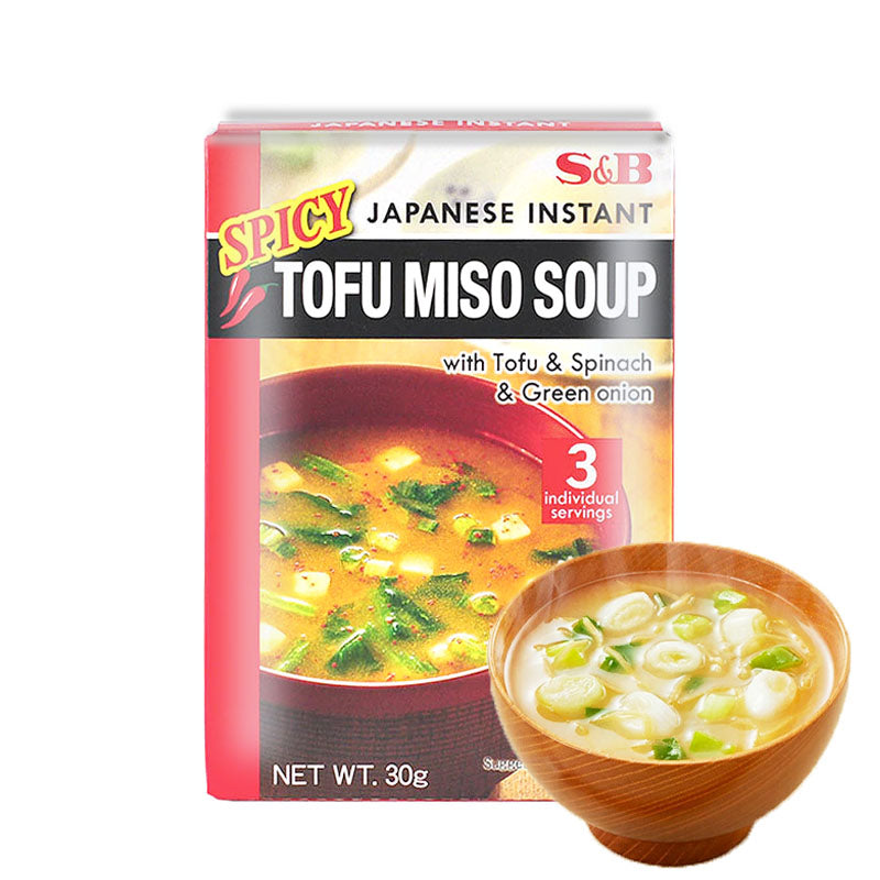 Sopa Instantánea de Tofu Miso Picante con espinacas y cebolla verde